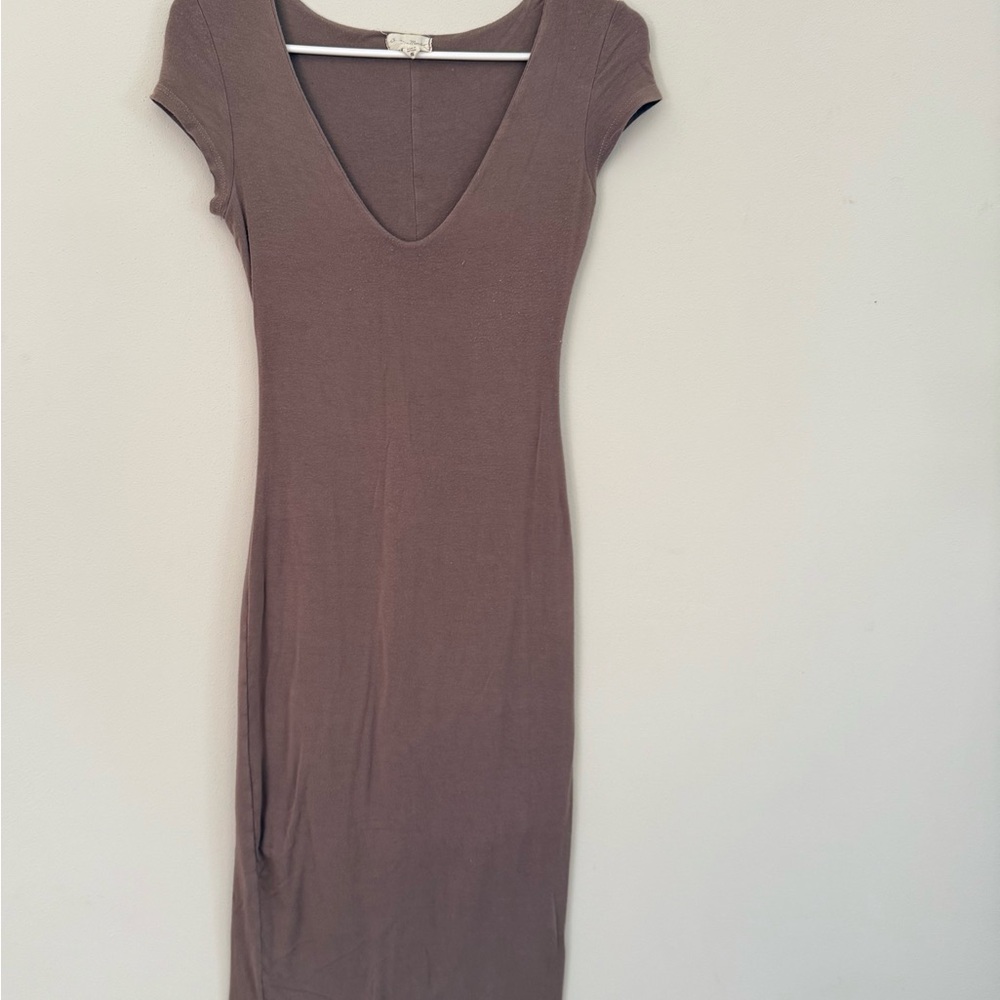 See You Monday Pink Bodycon Midi Dress V-Neck Cap Sleeve